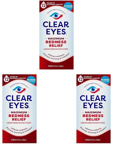 Clear Eyes | Maximum Redness Relief Eye Drops | 0.5 FL OZ (Pack of 3) - 第 1/5 張圖片