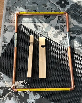 Tapestry Weaving Loom handmade from cooper pipes with stand, non-slip mat, ruler