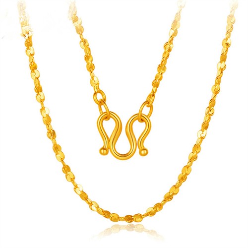 Pure Solid 999 24K Yellow Gold Chain Women Full Star Link Necklace 17" L - Picture 3 of 6