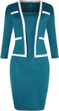 Women's Colorblock Wear to Work Business Party Bodycon One-Piece Dress, Ladies