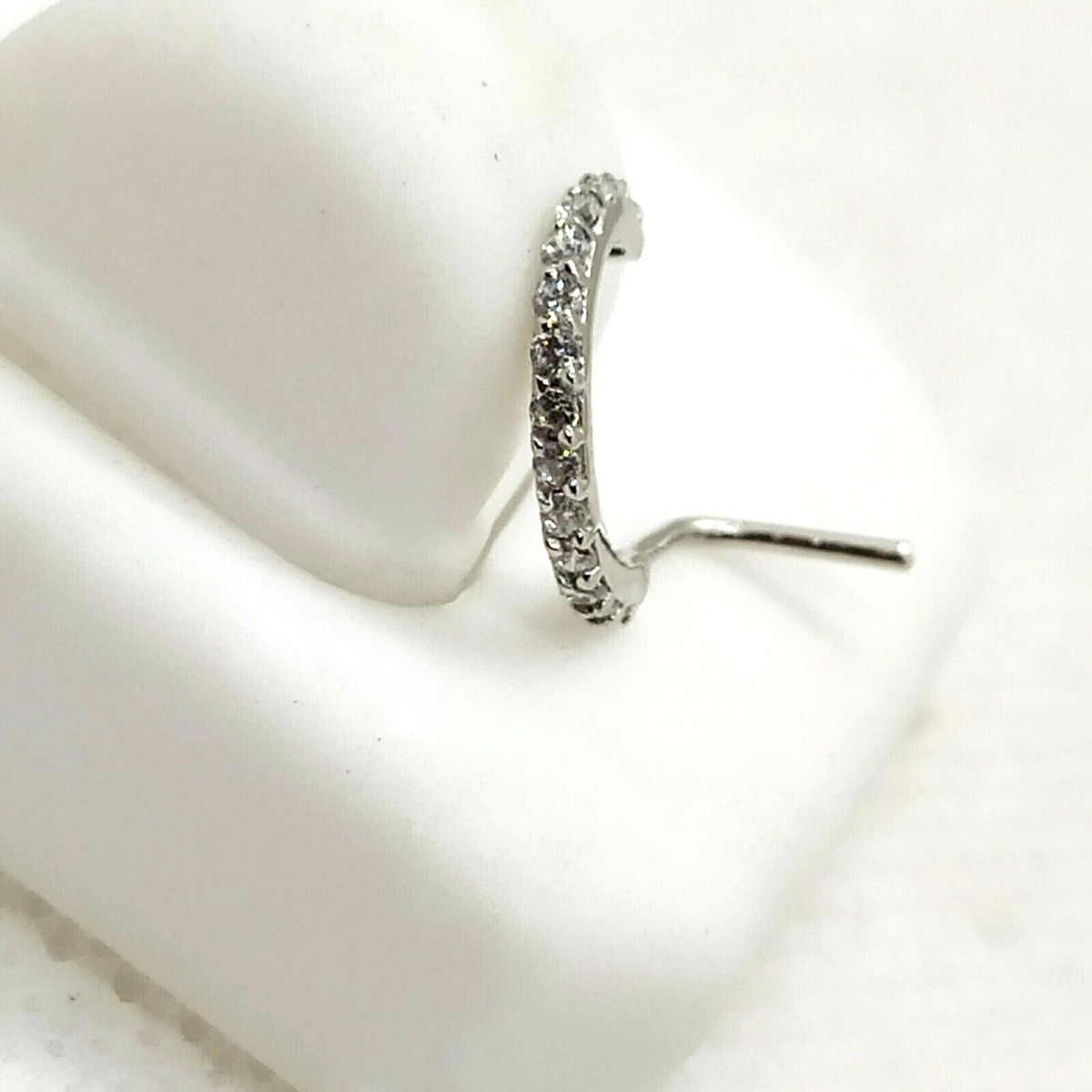 Moissanite L-Shaped Nose Hoop - Hypoallergenic 925 Sterling Silver Nose Ring With Stones, Adjustable Fit For Women