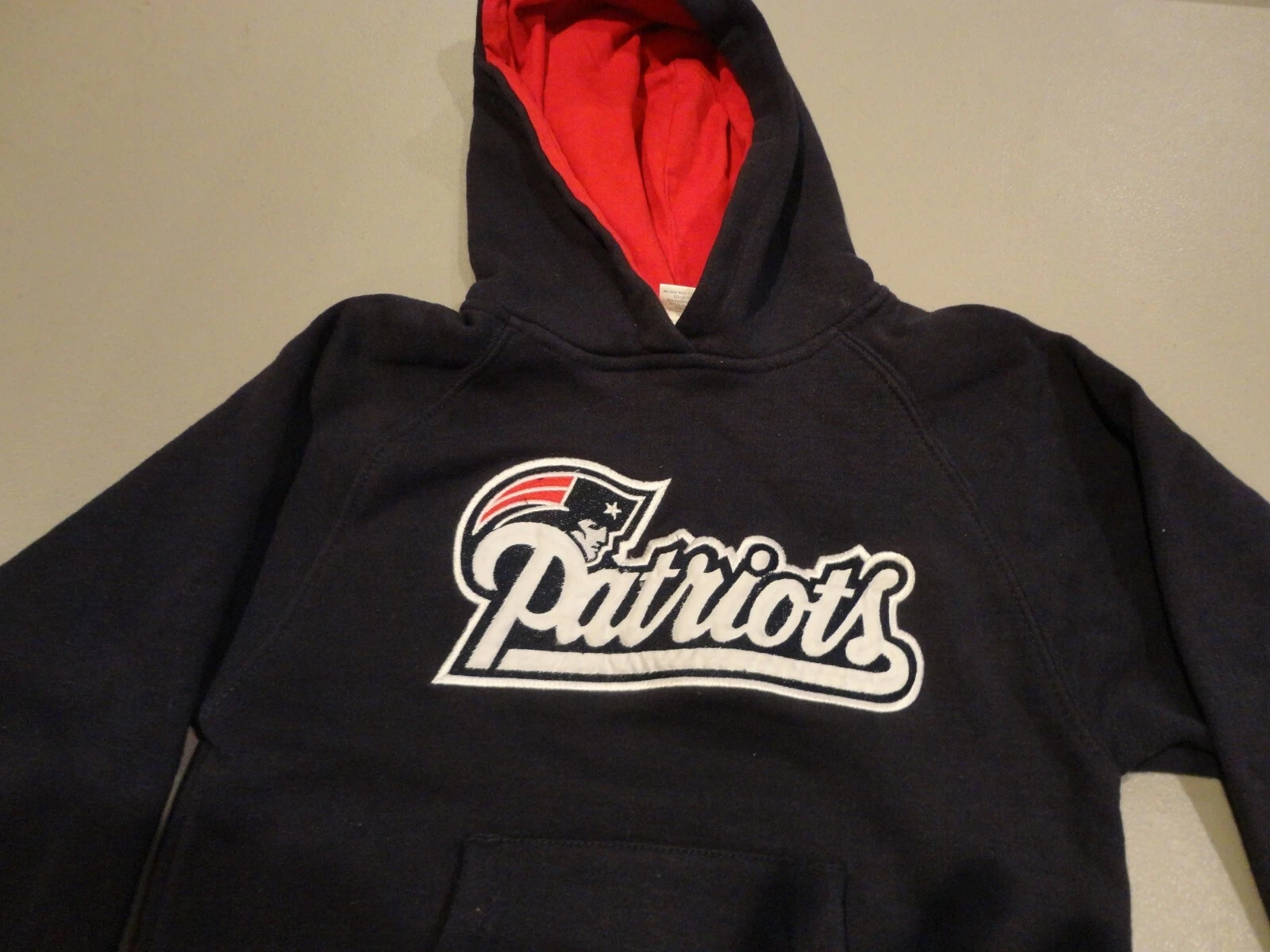 VETEMENTS Felpa con cappuccio blu cucita New England Patriots NFL Football Youth M 5 6