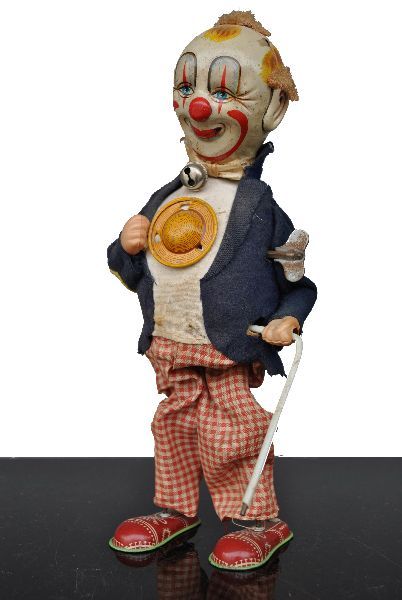 Jouet Ancien Automate Filoguide Clown Accordeon Collection Vintage Toy