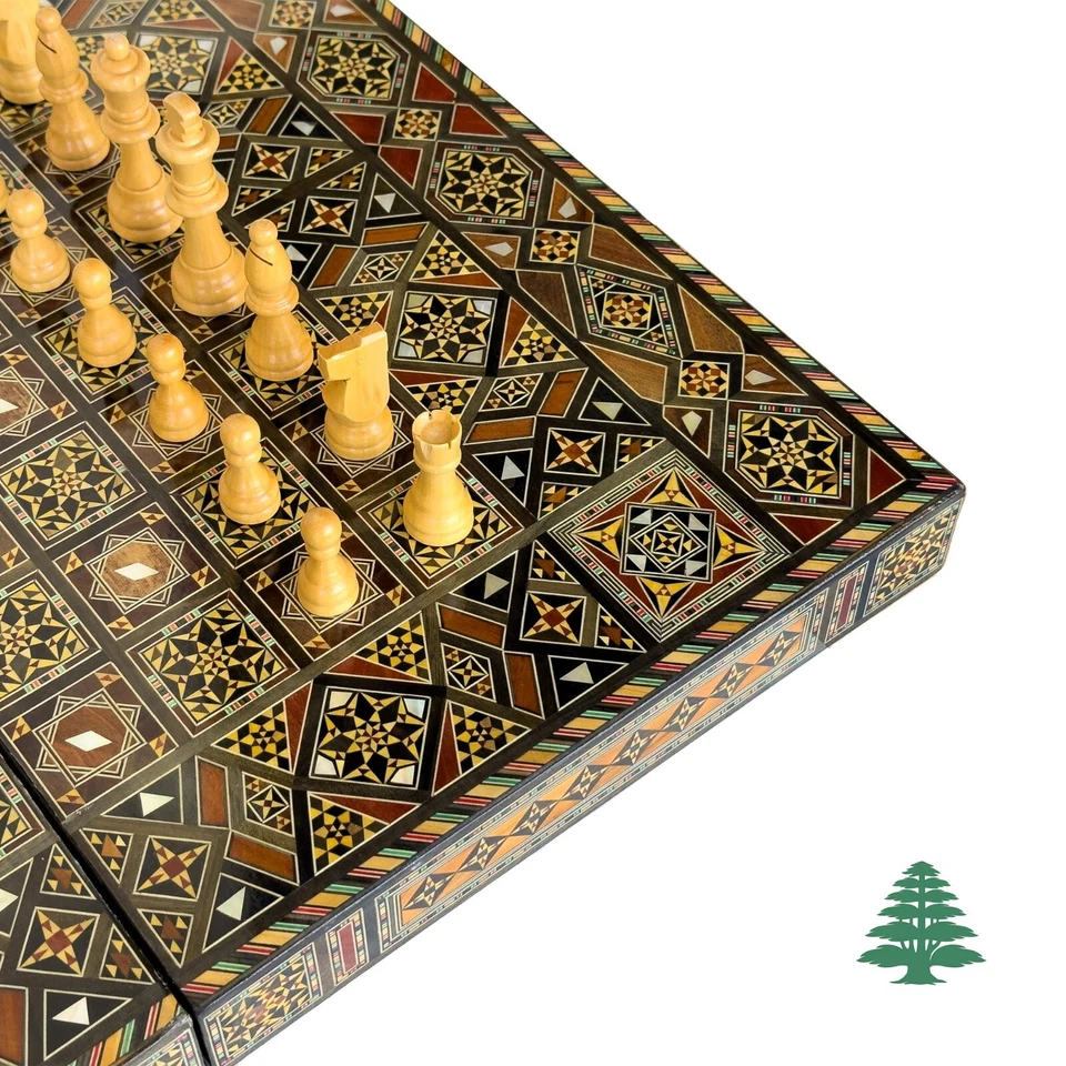 Backgammon Board and Chess Set Wide and Large Size From Lebanon - Real Pearls - Image 4 of 4