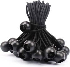 25pcs 6" Black Ball Bungee Bungie Cord Heavy Duty Canopy Tarp Tie Downs Straps