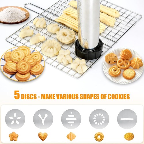 Macchina per churro in acciaio inox 6 ugelli per tubi e 9 dischi per biscotti - Foto 6 di 7