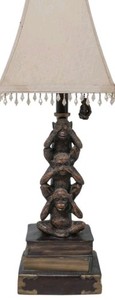 Vintage "See/Hear/Speak No Evil" Monkey Lamp-works great!-12"