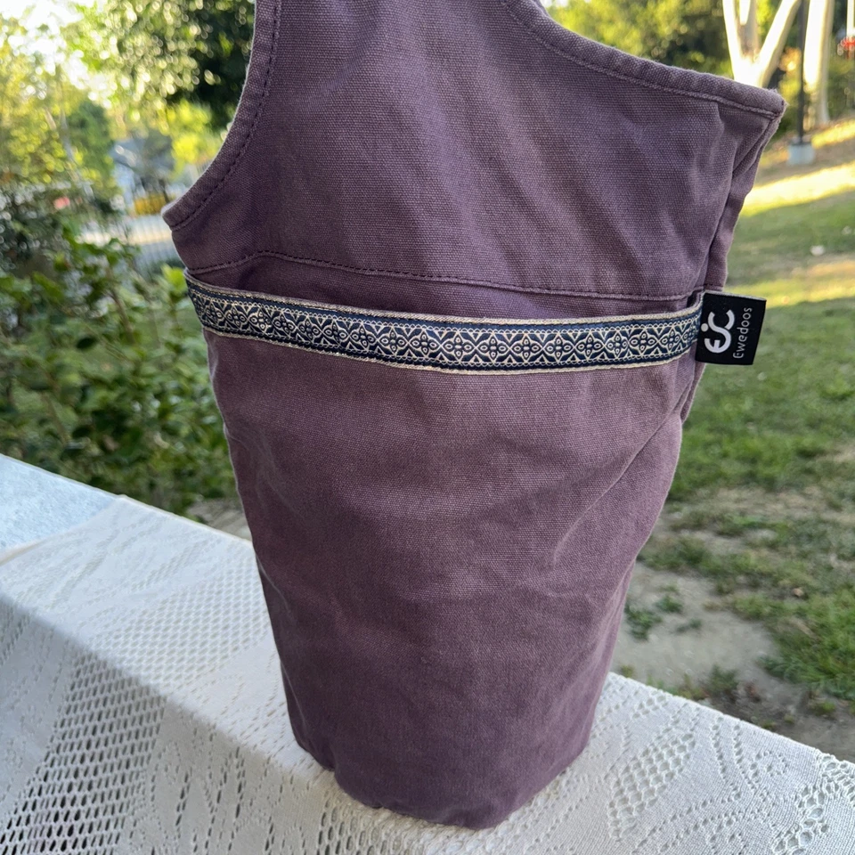 Bolso de tela artesanal Ewedoos bolsa de yoga púrpura portador boho bordado Foto 2 de 4