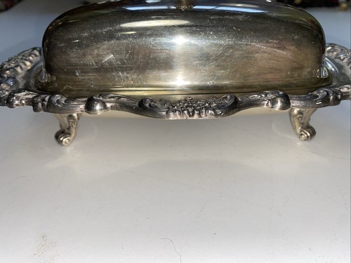 EPCA Lancaster Rose Silverplate by Poole #413 Footed Butter Dish w Lid - Picture 3 of 5