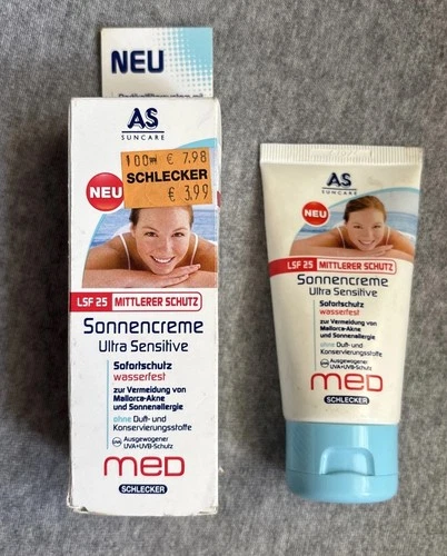alte Schlecker Sonnenschutzcreme zum Sammeln der Verpackung
