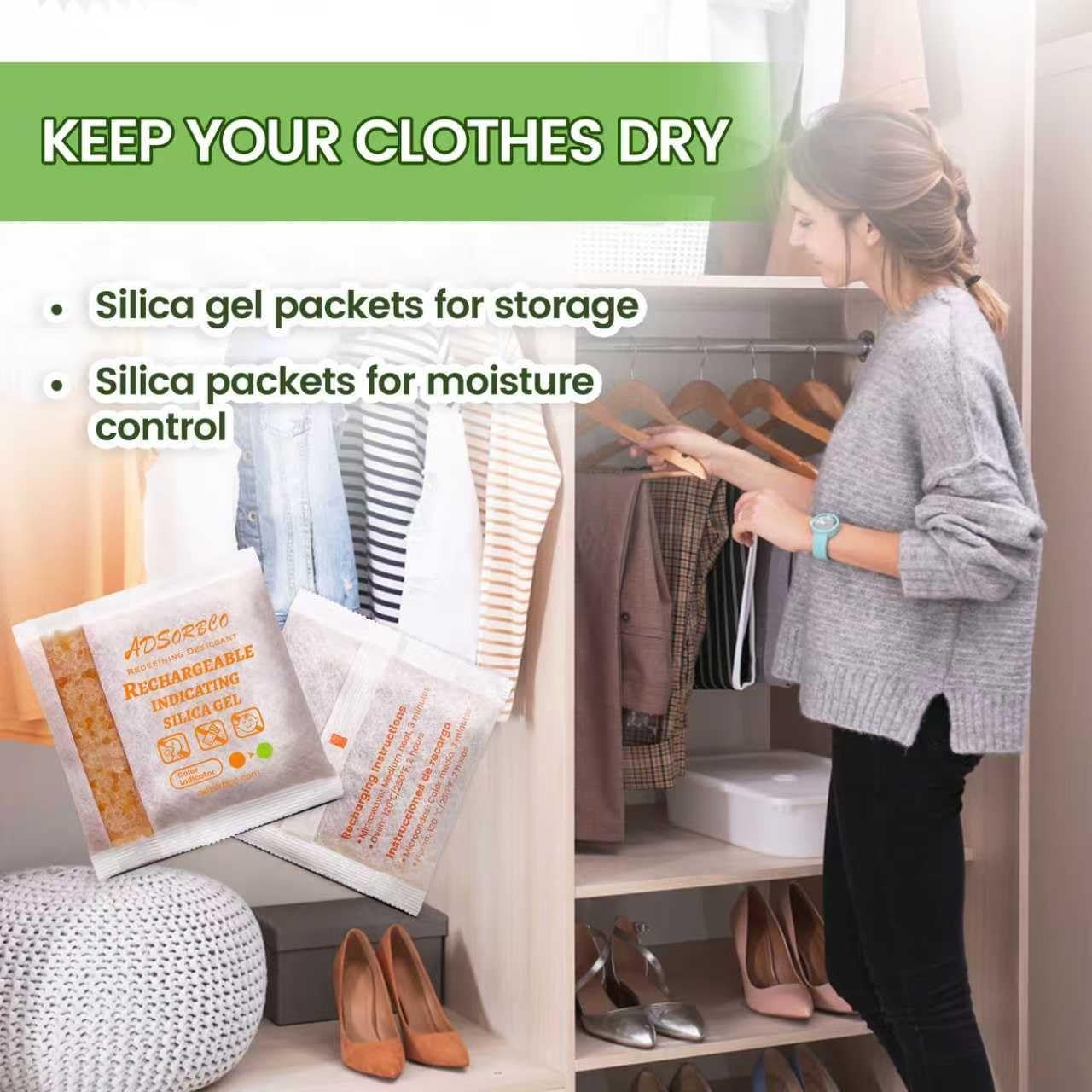 (500 Gram 2 Packages) Adsorbco Rechargeable  Silica Gel Packets