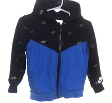 Nike Hoodie Jacket Boy's 24 months Blue Black Logo All Over Zip Up