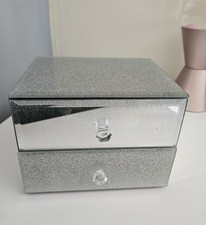Silver Glitter 2 Drawer Jewellery / Storage Box - Excellent Condition: The Range