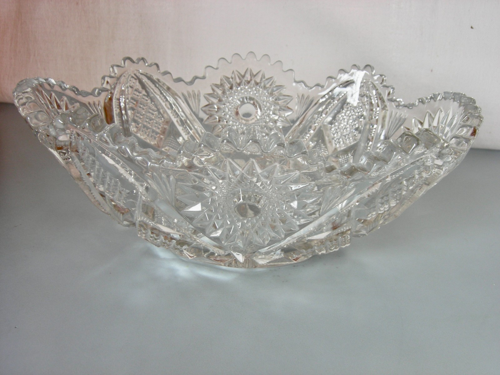 American Brilliant Period Cut Glass Bowl 8" x 12' - Gorgeous!!