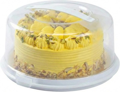 Große Runde Kuchen Aufbewahrung Träger Box Behälter Klar Abschließbar Deckel Abdeckung 33CM    