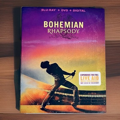 Bohemian Rhapsody Blue Ray/DVD 2018 Freddie Mercury, Queen, + Live Aid