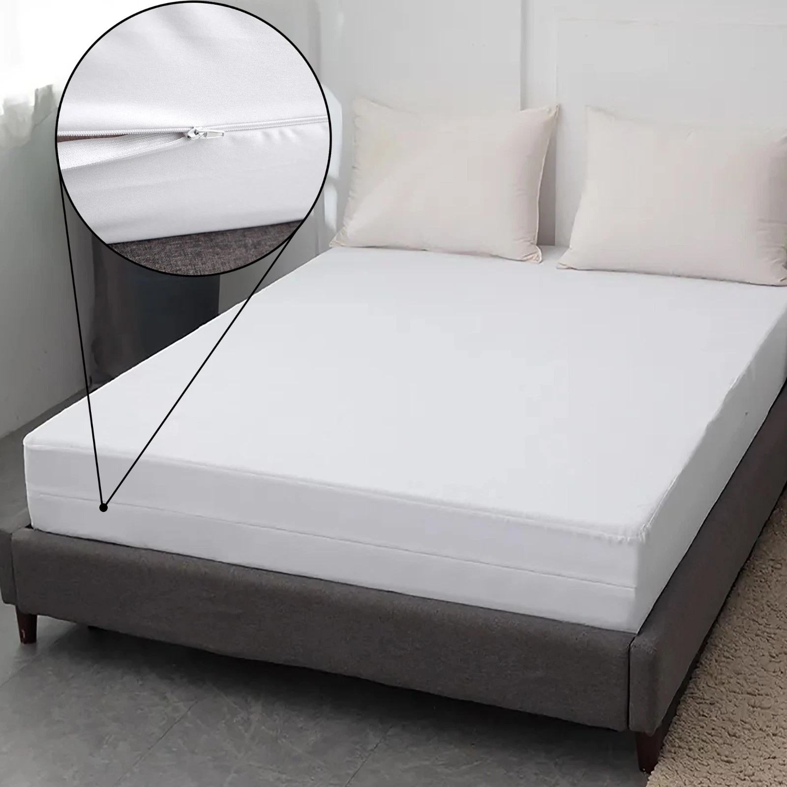 Waterproof PVC Mattress Cover Protector With Zipper - 12" Deep