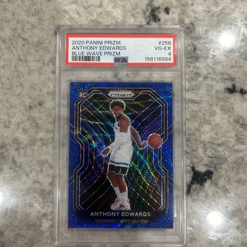 PSA 4 POP 1 2020 Panini Prizm Anthony Edwards Blue Wave Rookie RC #258