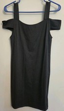 Vintage Grey Cold Shoulder, Stretch Sheath Dress S Made In Portugal Rare