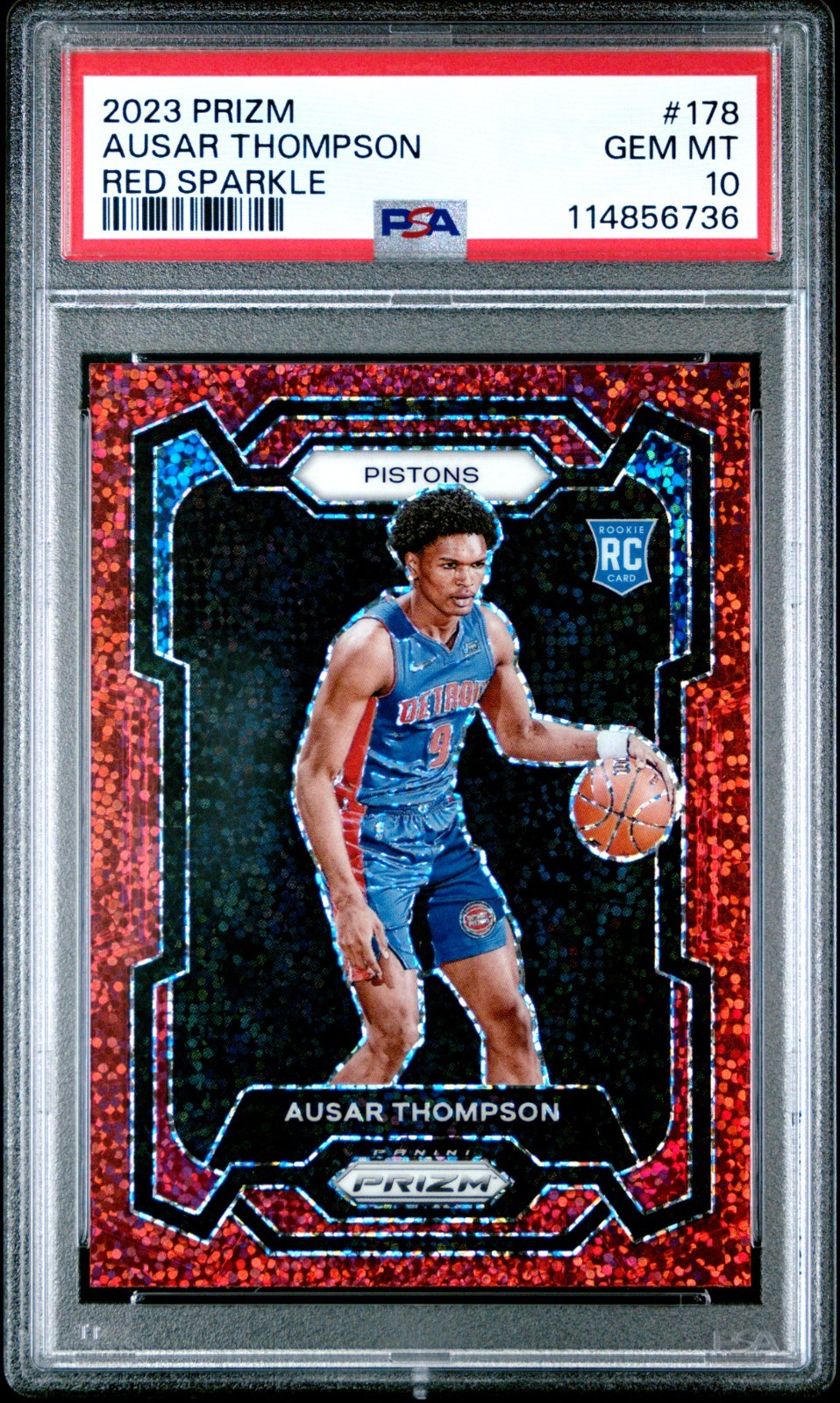 2023 Prizm #178 Ausar Thompson Red Sparkle SSP Rookie RC **GEM MINT** PSA 10