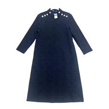 J.McLaughlin Mare Dress Navy Plaid Jacquard SMALL Button Detail Mod Retro NWT