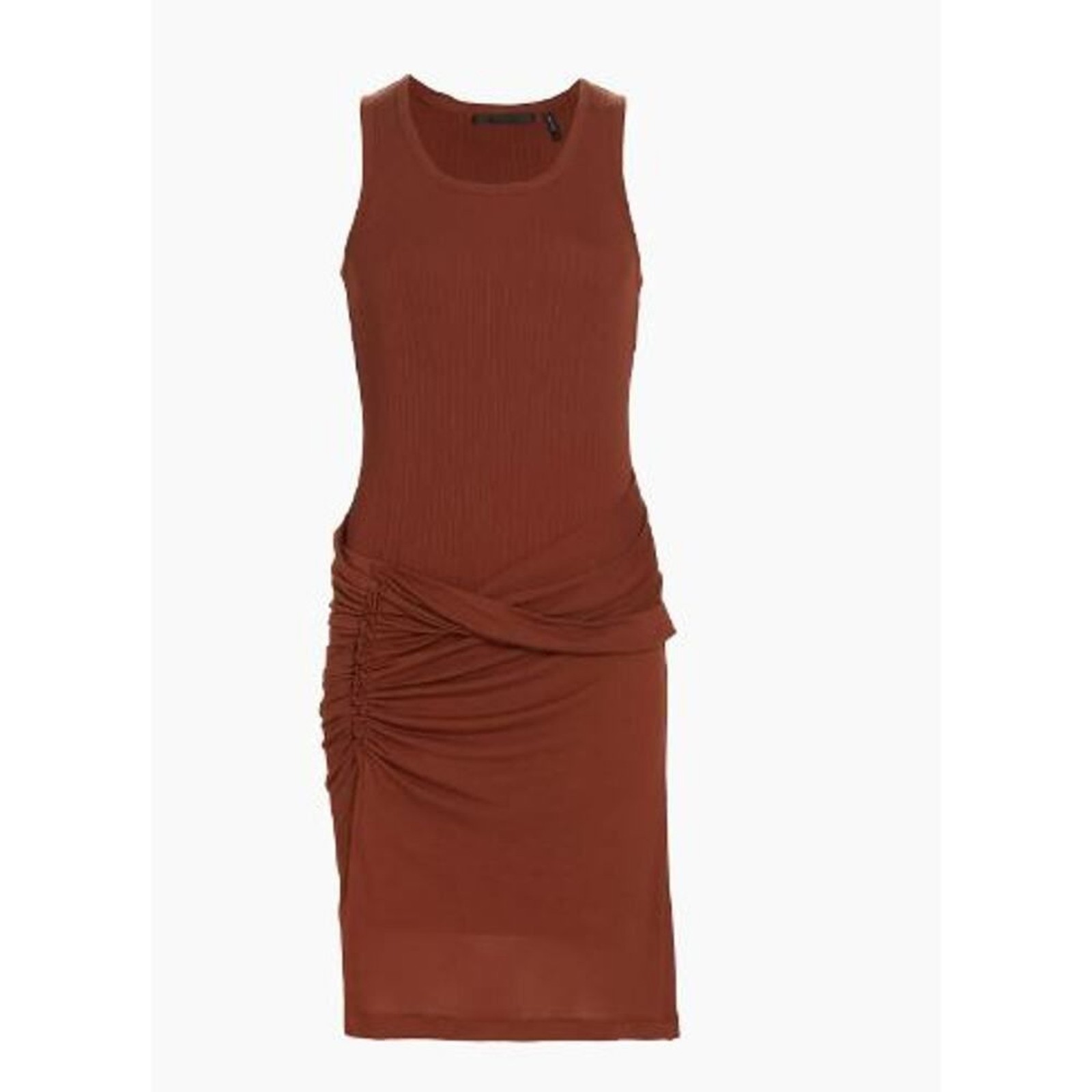 Helmut Lang Women's Mix Media Draped Minidress NWT 345 Paprika Brown S NWT 370