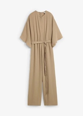 Jumpsuit mit Bindeband Gr. 52 Schilfbeige Damen Overall Hosenanzug Neu*
