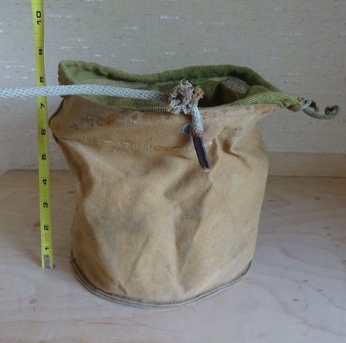 Vtg Canvas Water/Food Storage Collapsible Bucket Bag Camping Hiking Military WW2