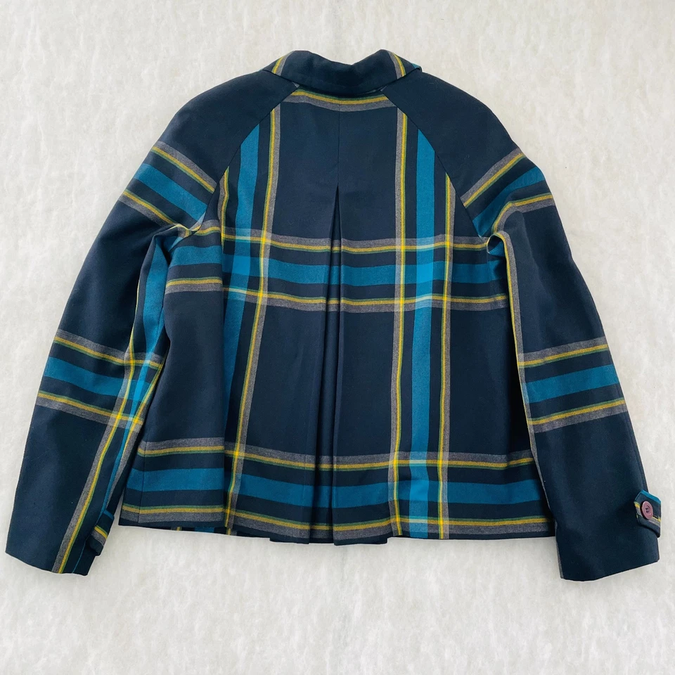Blazer chaqueta corta vintage Evan Picone para mujer azul marino a cuadros talla grande Foto 2 de 4