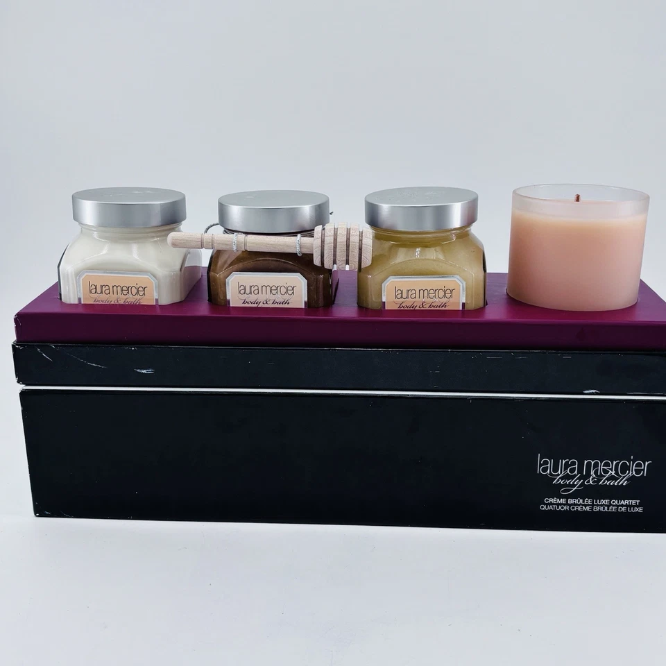 Baño de miel, exfoliante, crema y vela Laura Mercier Crème Brûlée Luxe Quartet NUEVO Foto 2 de 4