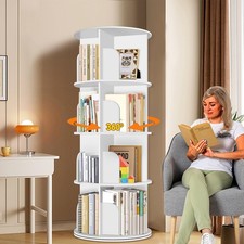 4 Tier Rotating Bookshelf Tower, Spinning Bookshelf, Revolving 360  Bookcase ...