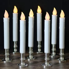 9 Flameless Window Taper Candles Battery Operated With 8key Remote And Timer 8