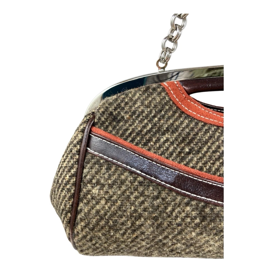 Tweed Look Clutch Baguette Handbag Purse Shoulder Bag Y2K Clueless Retro Kiss - Image 3 of 4