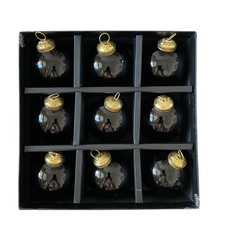 Christian Siriano Black  Gold Glass Christmas Ornaments 3in Set of 9 New