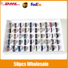 50pcs Bulk Lot Mixed STAINLESS STEEL Rings Girl Fashion Wedding Ring Wholesale