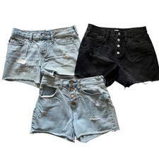 Old Navy Kids Girls Distressed Denim Shorts Bundle 3pk Light Wash Black Size 16