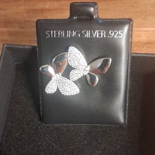 925 Sterling Silver Butterfly Stud Earrings Clear Cubic Zirconia CZ Butterfly