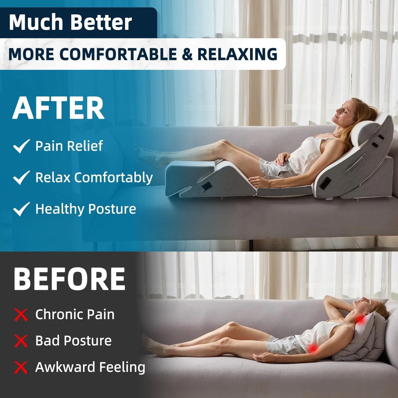 HABUTWAY 6Pcs Bed Wedge Pillow, Orthopedic Wedge Pillow for Sleeping with Memory