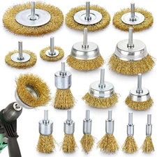 Wire Wheel for Drill - 16 PCS Brass Wire Brush for Drill Rust Removal Wire Wh...