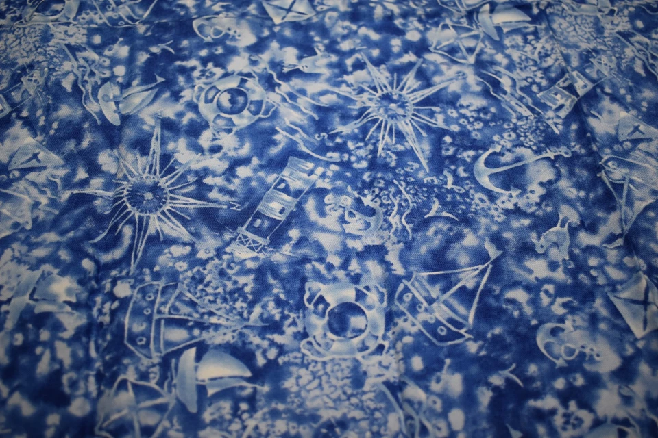 100% CottonFabric FAT QUARTER timeless treasures BEACON - C5310 BLUE LIGHTHOUSE - Image 4 of 4