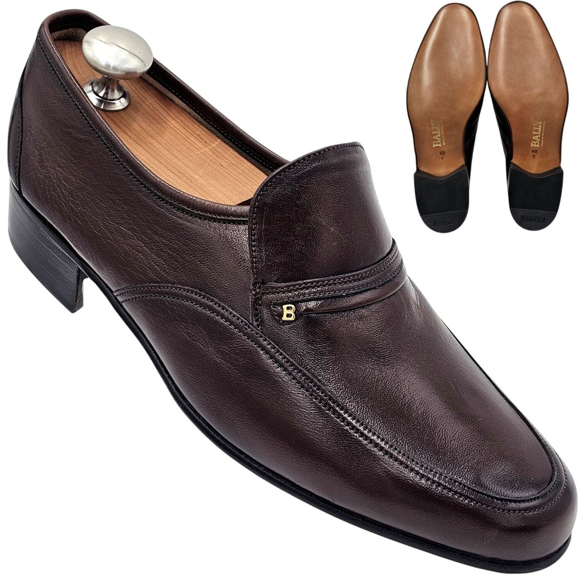 NEW Vintage Bally Mens 6.5E Brown Calfskin Dress Shoes Swiss  display picture 2