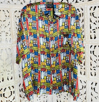 Vintage Nicole Miller XL Men s 100% Silk Shirt Martini Lounge Bar EVC