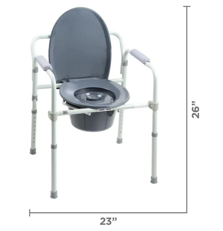 Equate FBL710007 Steel Foldable 3-in-1 Bedside Toilet Commode 400lb Capacity  W2 - Image 2 of 4