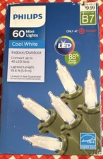 Philips 60 Mini LED String Lights Cool White Indoor/Outdoor Green Wire 19.6ft