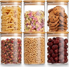 Glass Storage Jars with Airtight Bamboo Lid, 27 OZ Food Storage Jar with Labels,