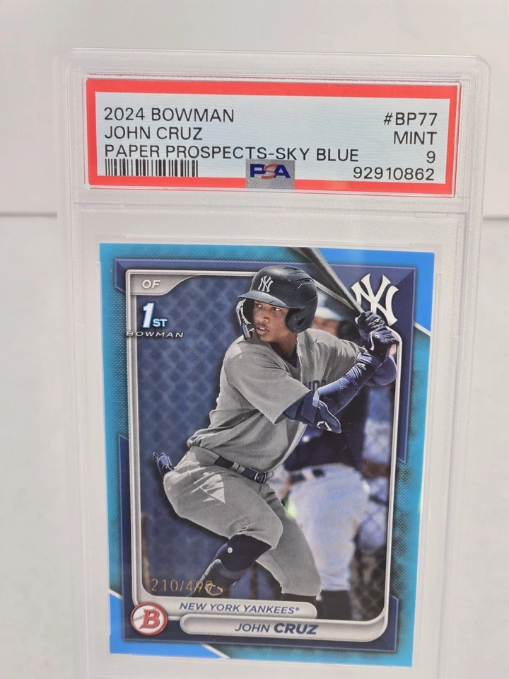 2024 Bowman John Cruz ⚾️ 1st BOWMAN SKY BLUE ⚾️ NUMBERED 210/499! 💎 PSA 9 💎💎 - Image 4 of 4