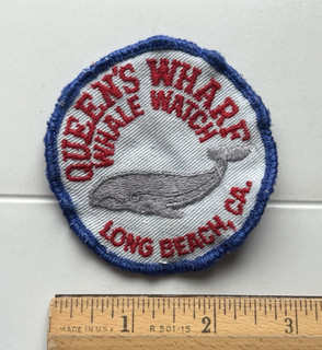 Vintage Queen's Wharf Whale Watch Long Beach California Round Patch