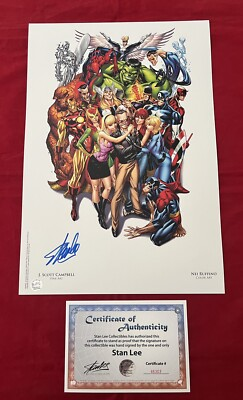 #ad Avengers #1 SDCC Heroes Campbell Color Litho Signed by Stan Lee with COA $279.95