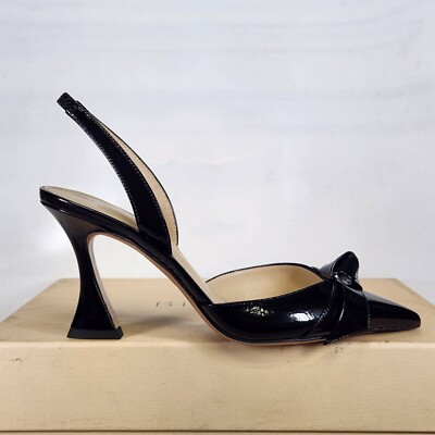 Size 7 (IT 37) - Alexandre Birman Clarita Bell Slingback 85 Pump - Black Gloss