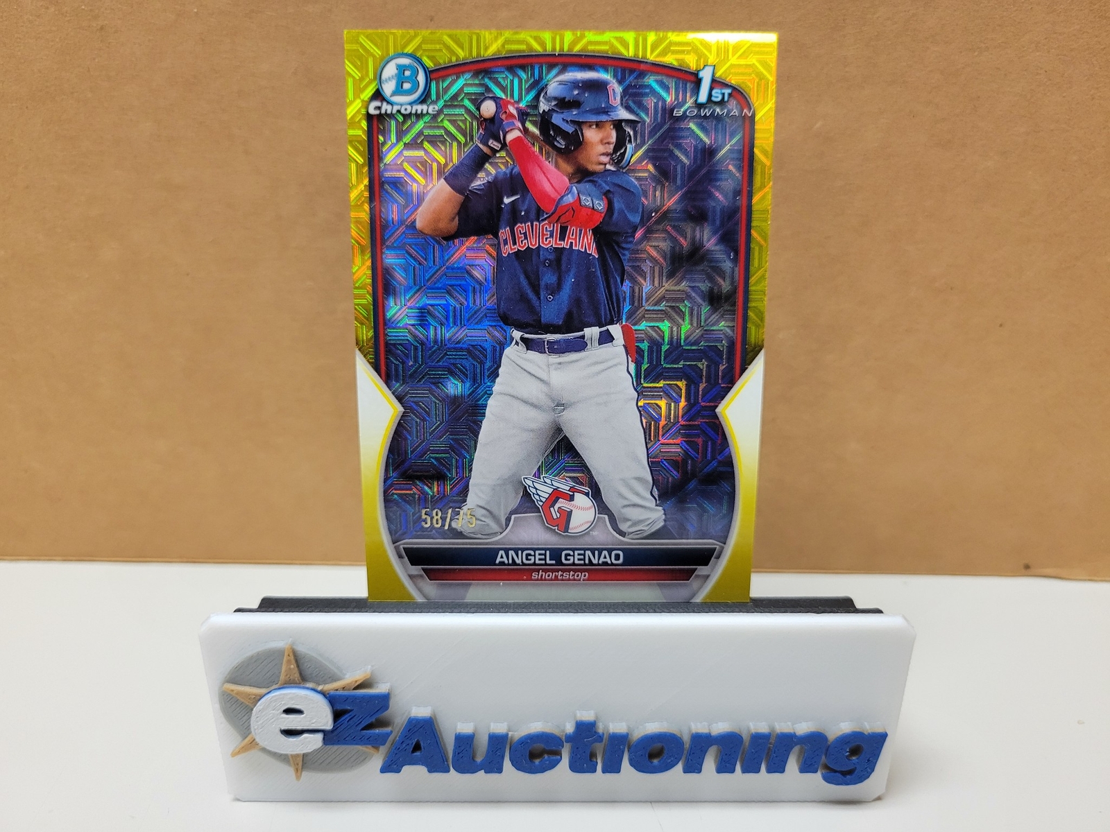 2023 Topps Bowman Chrome - Yellow Mojo Refractor Angel Genao 58/75 BCP-140